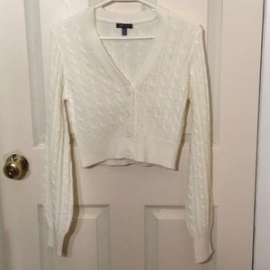 White cropped cardigan sweater